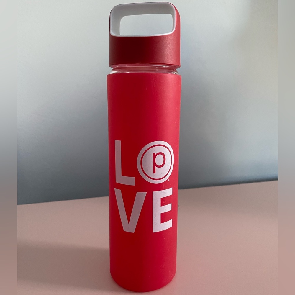 Pure Barre PB Love Circle P Glass Water Bottle Valentine’s Day Release